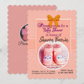 Tangerine & White Polka Dot Baby shower Uitnodigin Kaart (Voorkant / Achterkant)