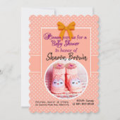 Tangerine & White Polka Dot Baby shower Uitnodigin Kaart (Voorkant)