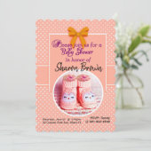 Tangerine & White Polka Dot Baby shower Uitnodigin Kaart (Staand voorkant)