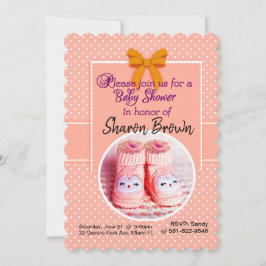 Tangerine & White Polka Dot Baby shower Uitnodigin Kaart