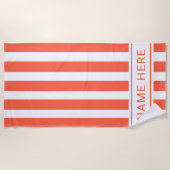 Tangerine with White Stripe Towel with Your Name Strandlaken (Voorkant)