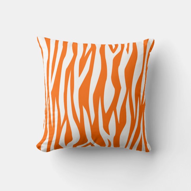 Tangerine Zebra Print Kussen (Voorkant)