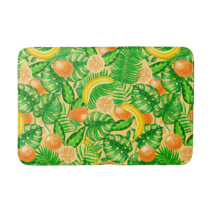 Tangerines, bananen en tropische bladeren badmat