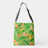 Tangerines, bananen en tropische bladeren crossbody tas (Achterkant)