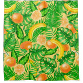 Tangerines, bananen en tropische bladeren douchegordijn (Voorkant)