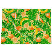 Tangerines, bananen en tropische bladeren groot cadeauzakje (Voorkant)