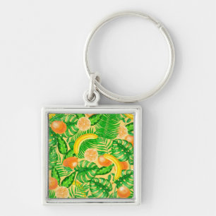 Tangerines, bananen en tropische bladeren sleutelhanger