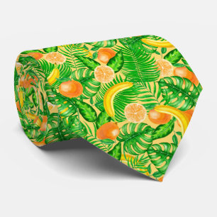 Tangerines, bananen en tropische bladeren stropdas