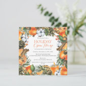 Tangerines en dennen Kerstvakantie Open Huis Kaart (Staand voorkant)