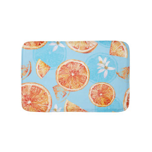 Tangerines Waterverf: Blauw Luxe Stof Badmat
