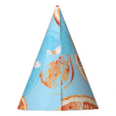 Tangerines Waterverf: Blauw Luxe Stof Feesthoedjes (Achterkant)