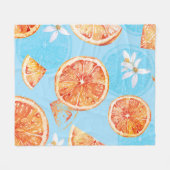 Tangerines Waterverf: Blauw Luxe Stof Fleece Deken (Voorkant (Horizontaal))