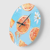 Tangerines Waterverf: Blauw Luxe Stof Grote Klok (Hoek)