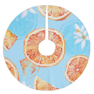 Tangerines Waterverf: Blauw Luxe Stof Kerstboom Rok