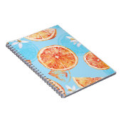 Tangerines Waterverf: Blauw Luxe Stof Notitieboek (Rechterzijde)