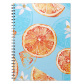 Tangerines Waterverf: Blauw Luxe Stof Notitieboek (Voorkant)