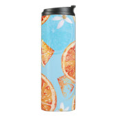 Tangerines Waterverf: Blauw Luxe Stof Thermosbeker (Gedraaid links)