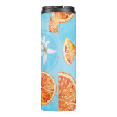 Tangerines Waterverf: Blauw Luxe Stof Thermosbeker (Achterkant)