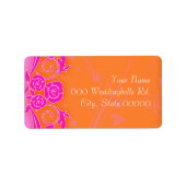 Tangering en Pink Roses Trouwlabels Etiket (Voorkant)