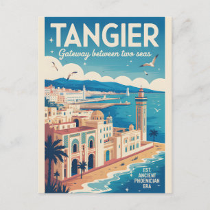 Tangier Marokko Retro Reisposter Kunstprint Briefkaart