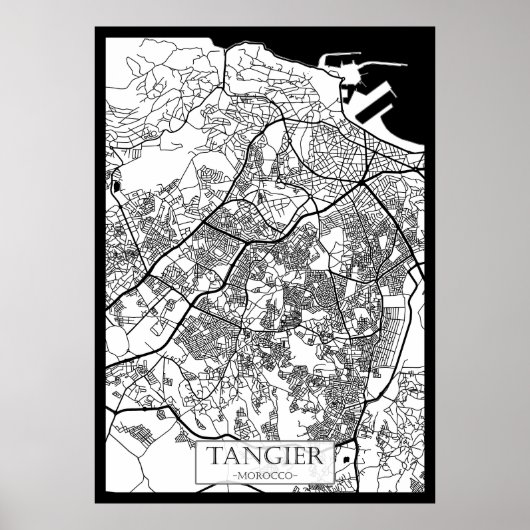 Tangier Marokko Stadkaart Poster (Voorkant)