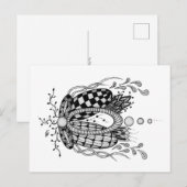 Tangle Art: Florales Design, Ovale Briefkaart (Voorkant / Achterkant)