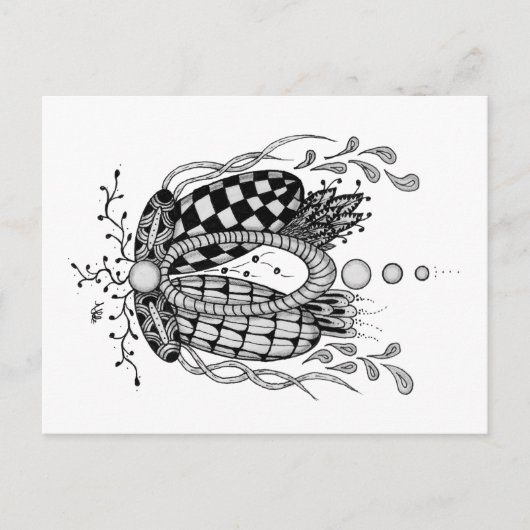 Tangle Art: Florales Design, Ovale Briefkaart (Voorkant)