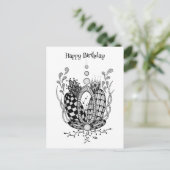 Tangle Art: Florales Design, Ovale -  Briefkaart (Staand voorkant)