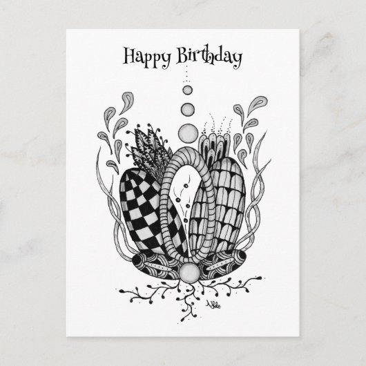 Tangle Art: Florales Design, Ovale -  Briefkaart (Voorkant)