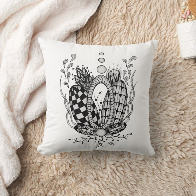 Tangle Art: Florales Design, Ovale -  Kussen (Deken)