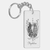 Tangle Art: Florales Design, Ovale -  Sleutelhanger (Voorkant Links)