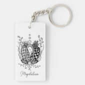 Tangle Art: Florales Design, Ovale -  Sleutelhanger (achterkant)