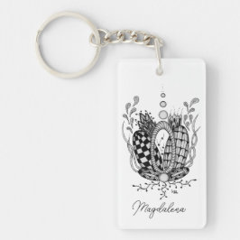 Tangle Art: Florales Design, Ovale - Sleutelhanger