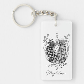 Tangle Art: Florales Design, Ovale -  Sleutelhanger