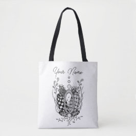 Tangle Art: Florales Design, Ovale -  Tote Bag