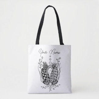 Tangle Art: Florales Design, Ovale - Tote Bag