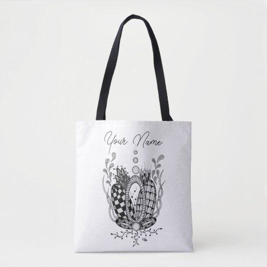 Tangle Art: Florales Design, Ovale -  Tote Bag (Voorkant)