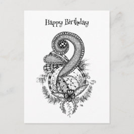 Tangle Art: Florales Motiv -  Briefkaart