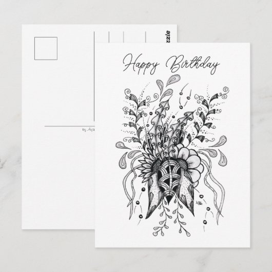 Tangle Blume gezeichnet -  Briefkaart (Voorkant / Achterkant)