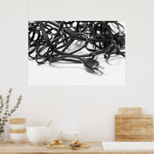 Tangle van stroomkabels poster (Keuken)