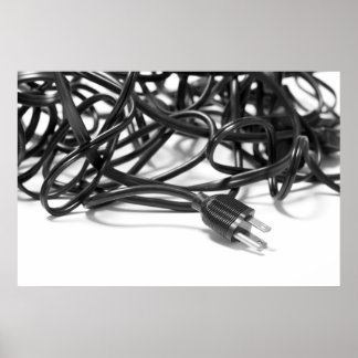 Tangle van stroomkabels poster