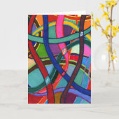 "Tangled" Abstract Wenskaart Kaart (Gele Bloem)