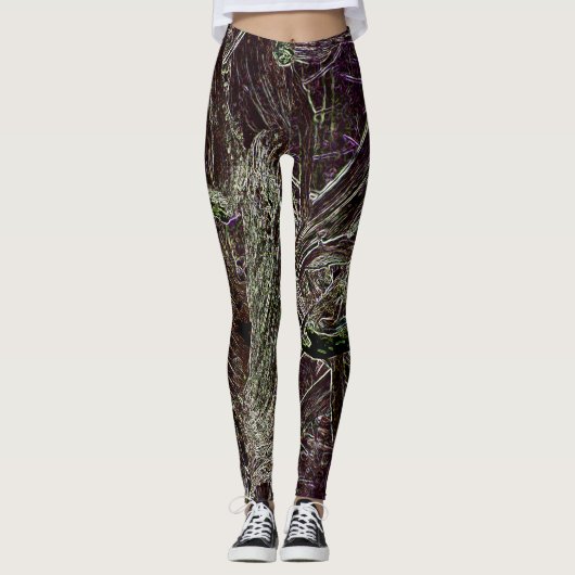 Tangled Branches Abstract 101 Green Leggings (Voorkant)