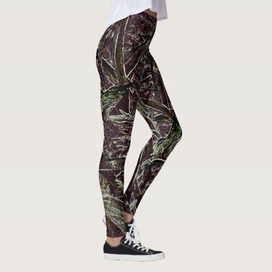 Tangled Branches Abstract 101  Green Leggings (Rechts)