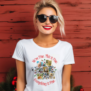 Tangled Christmas Lights Familie Foto's Sjabloon T-shirt