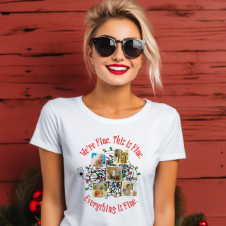 Tangled Christmas Lights Familie Foto's Sjabloon T-shirt