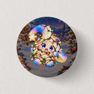 Tangled Christmas Lights Pastel Knop - Cute Speld Ronde Button 3,2 Cm