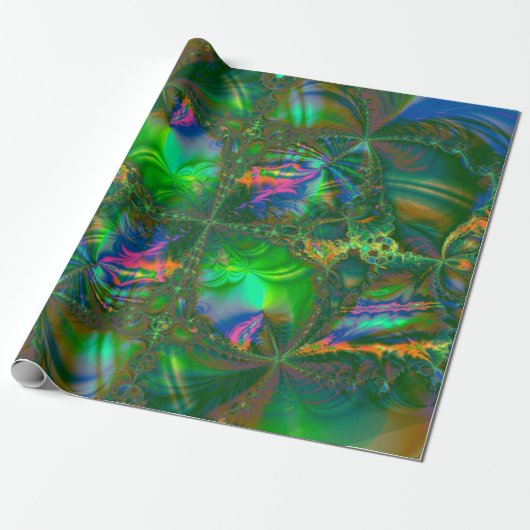 Tangled Destiny Psychedelic Fractal Cadeaupapier (Uitgerold)