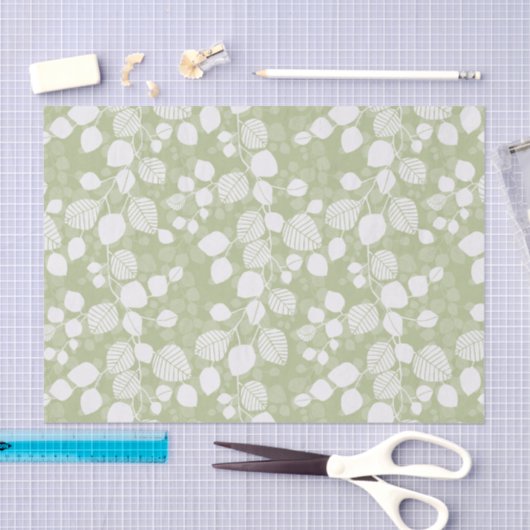 Tangled Foliage Canopy Muted Lime Botanical Tissuepapier (Craft)