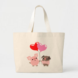 Tangled harten (Cartoon Varkens) zak Grote Tote Bag